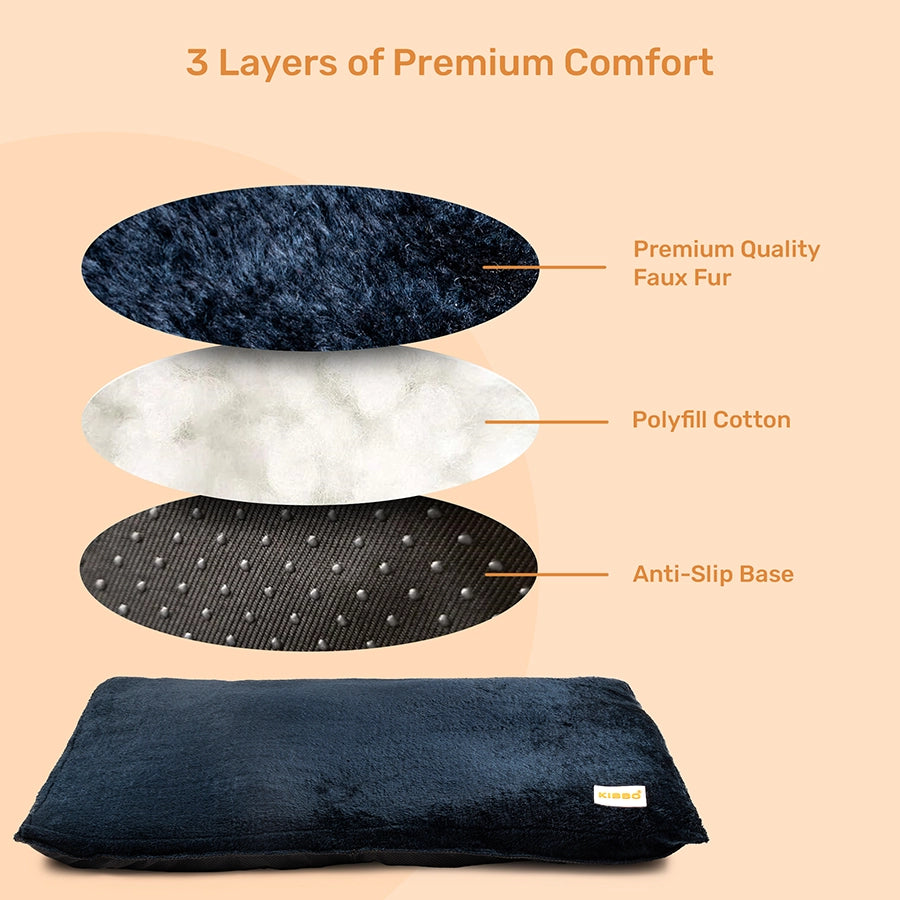 Faux Fur Flat Bed, Blue