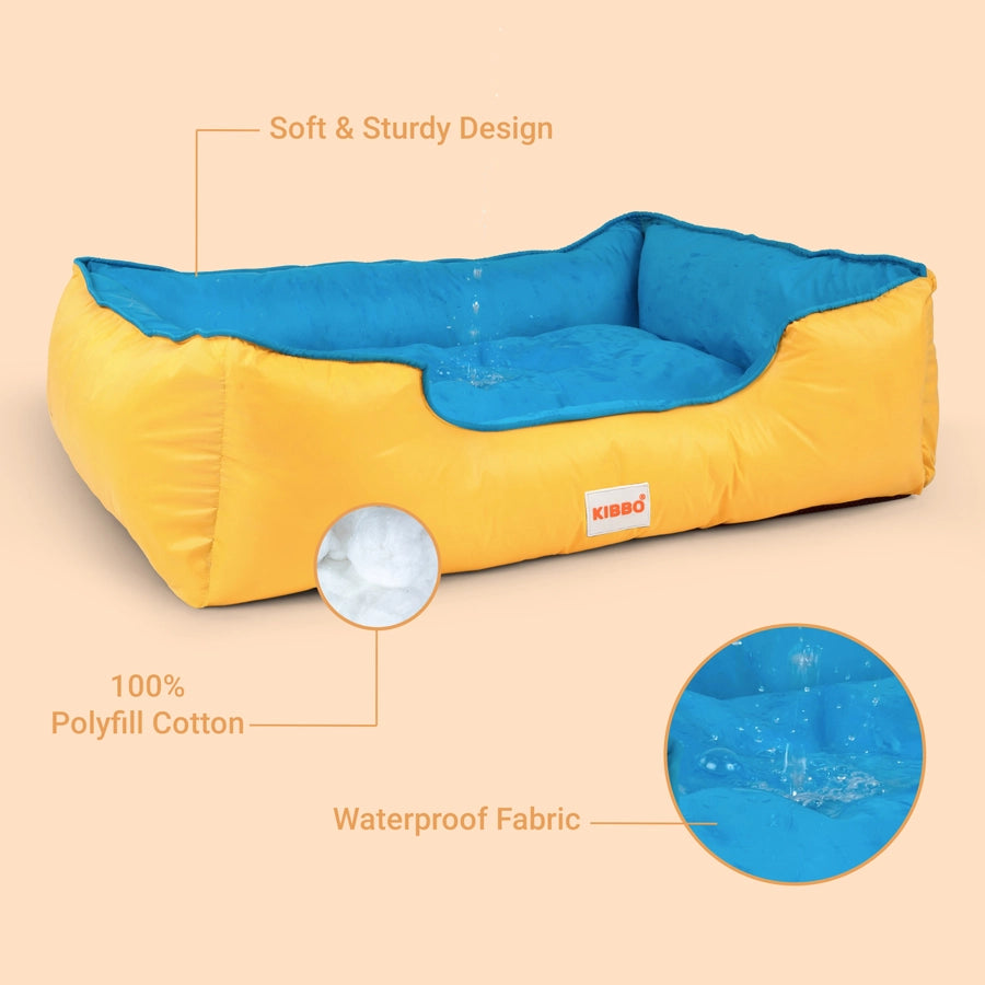 Waterproof Lounger Bed , Small, Yellow & Sky Blue