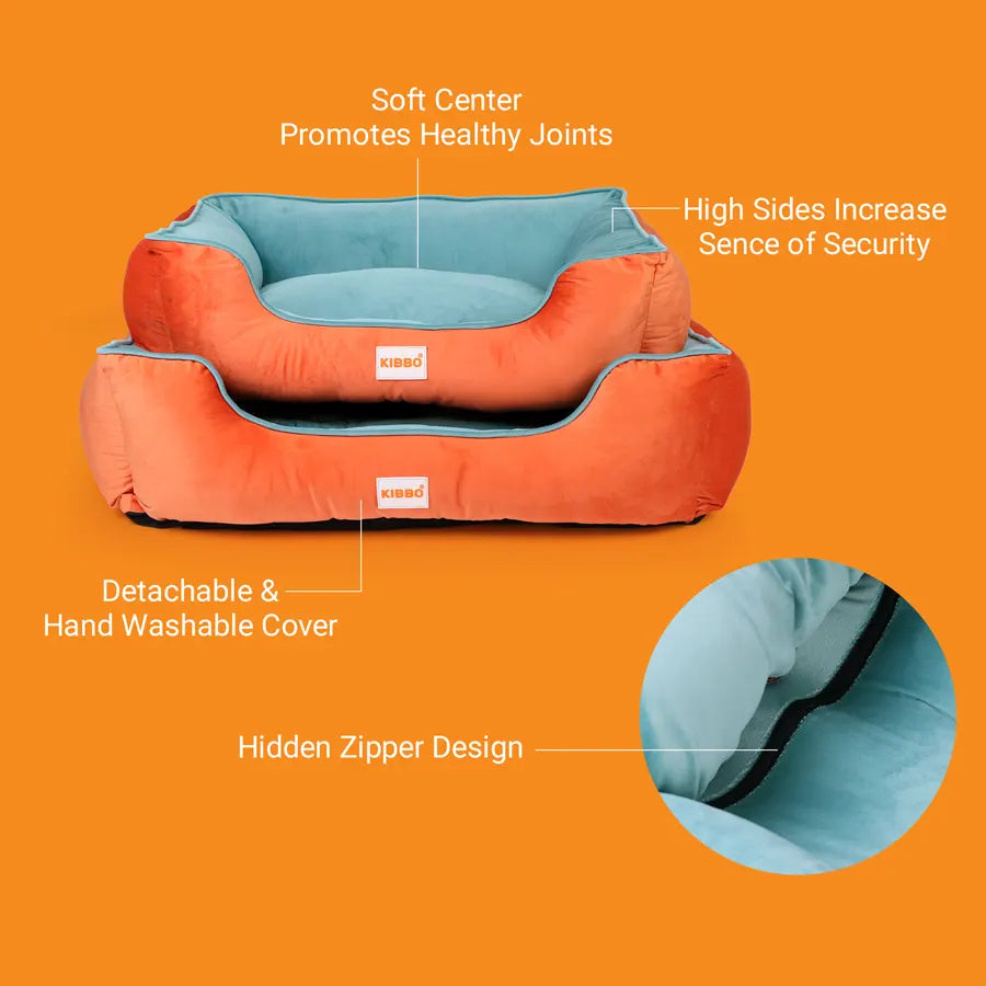 Lounger Bed, Orange & Aqua