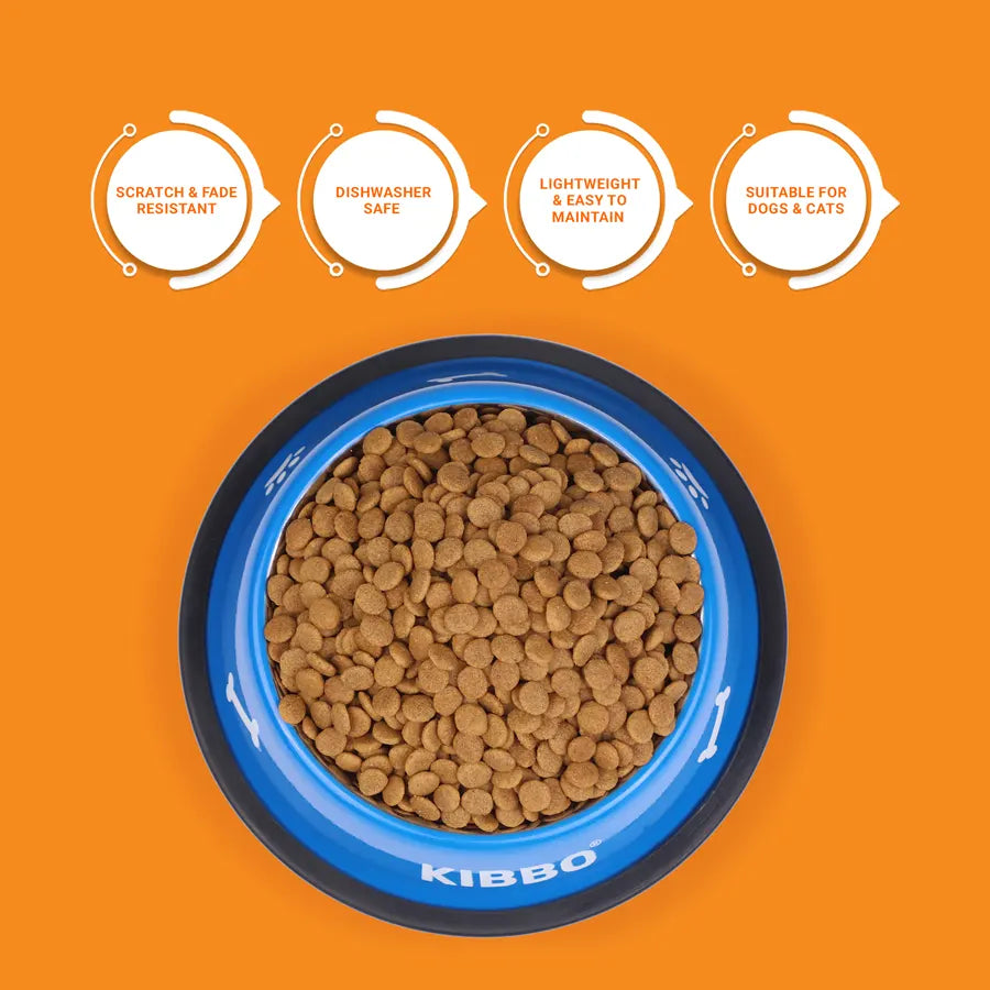 Anti Skid Bowl, Blue, Printed, Pack of 2