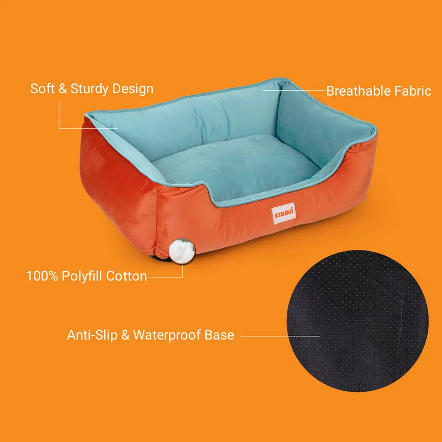 Lounger Bed, Orange & Aqua
