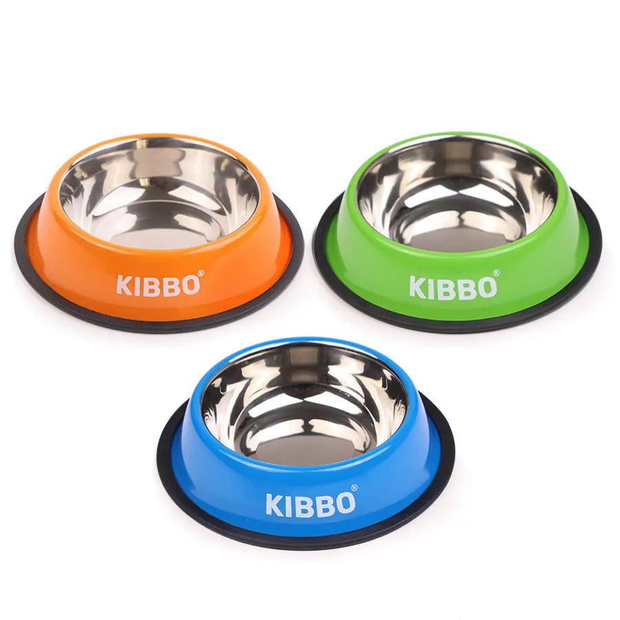 Anti Skid Bowl, Green, Blue & Orange, Plain, Pack of 3