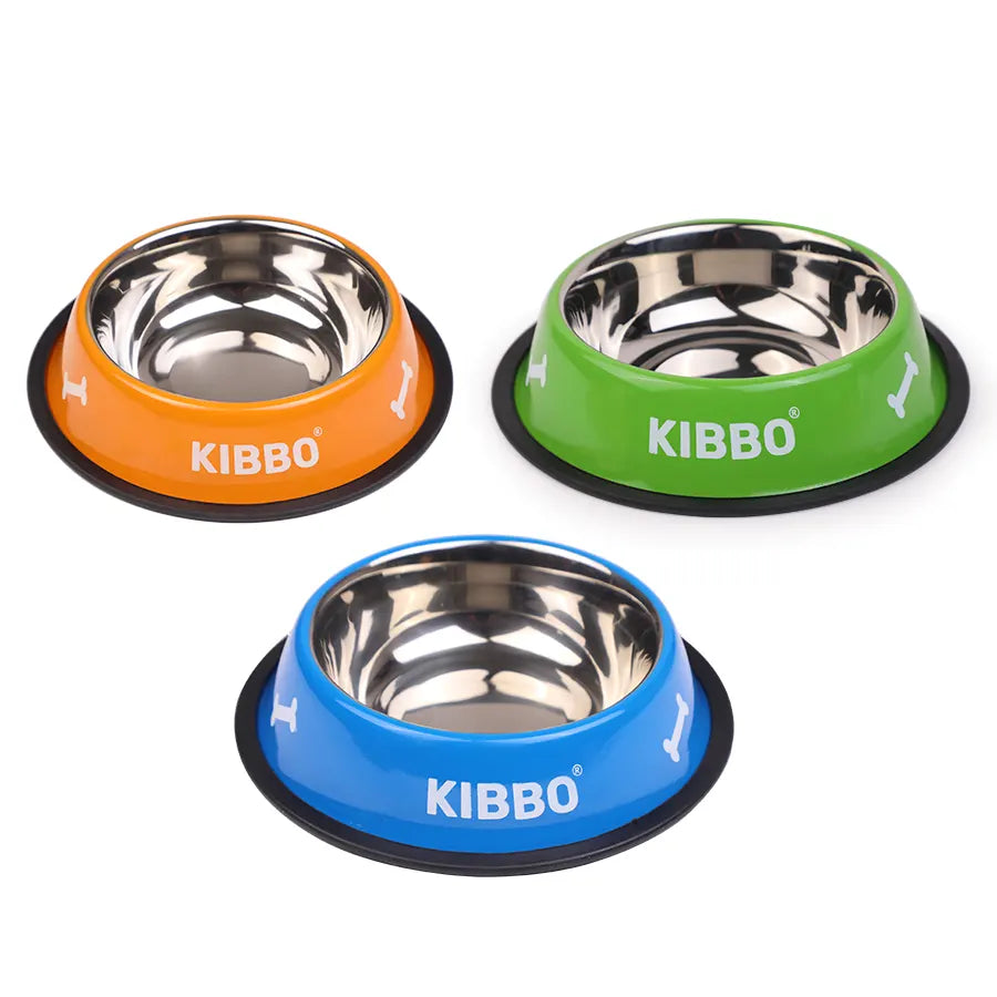 Anti Skid Bowl, Green, Blue & Orange, Printed, Pack of 3