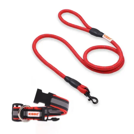 kibbo pet collar and rope leash combo pack