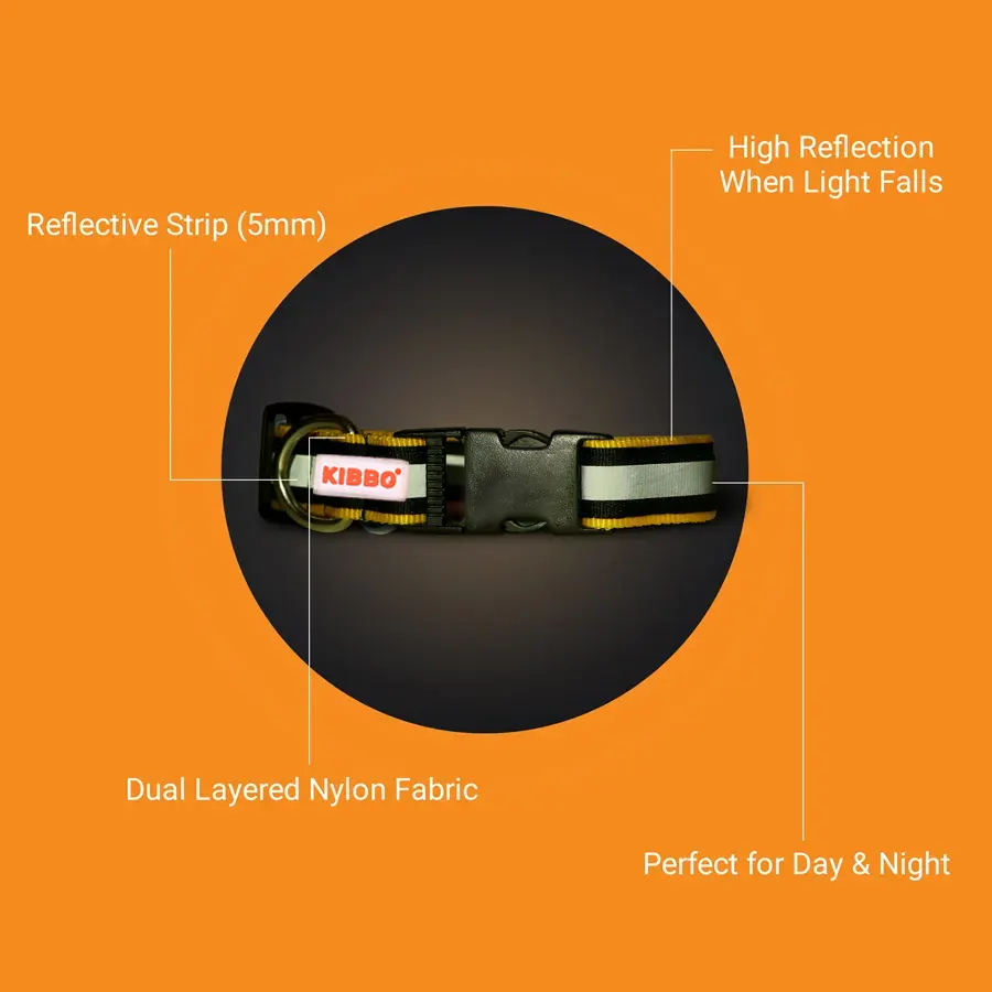 yellow_2 Dual Layered Reflective Nylon Pet Collar