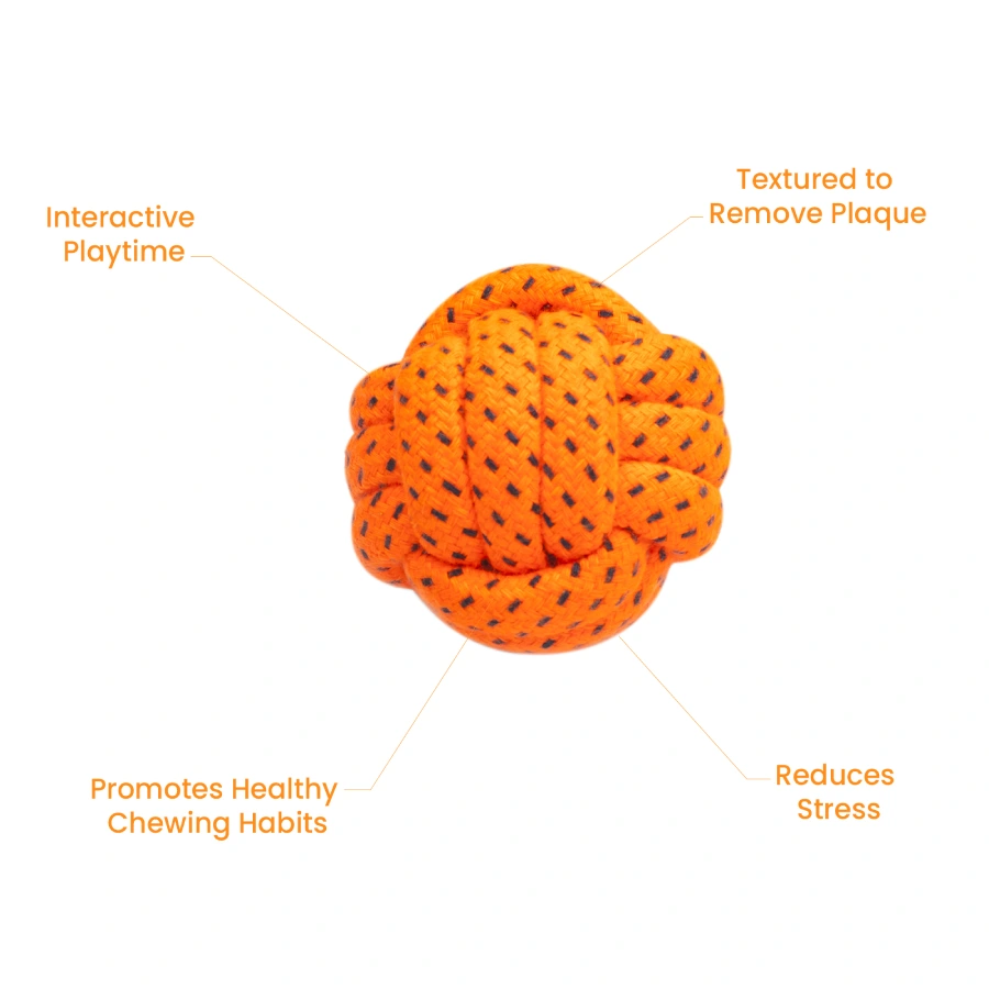 3 rope ball toys orange