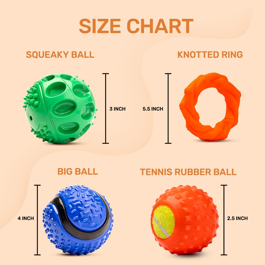 Size Chart Rubber toy for pets