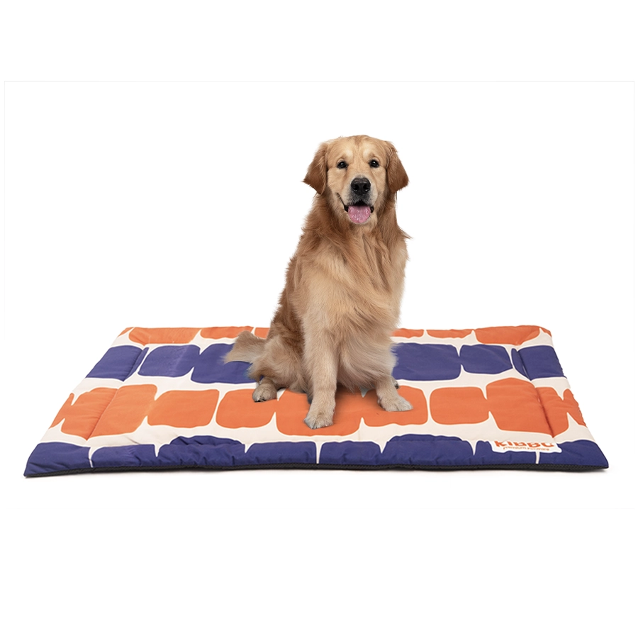 Orange & Blue large dog mat blue orange