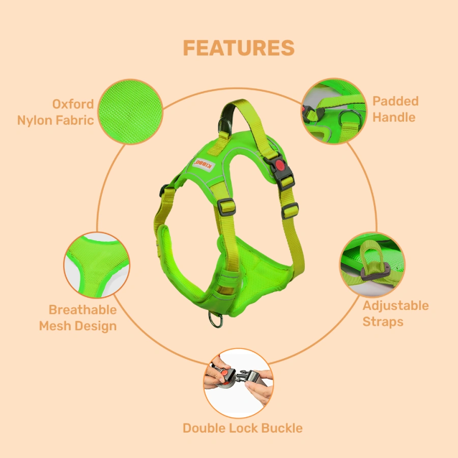 Vest Harness with Dual Lock Parrot Green_2 dog vest harness features