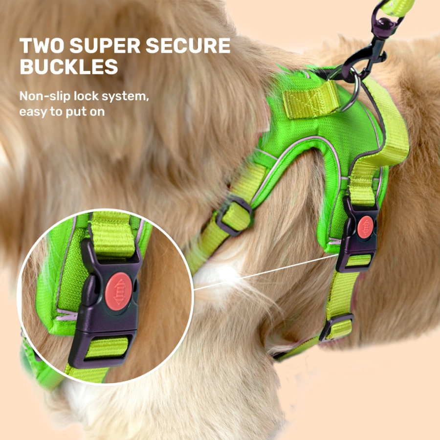 Vest Harness with Dual Lock Parrot Green_4 strong dog harness