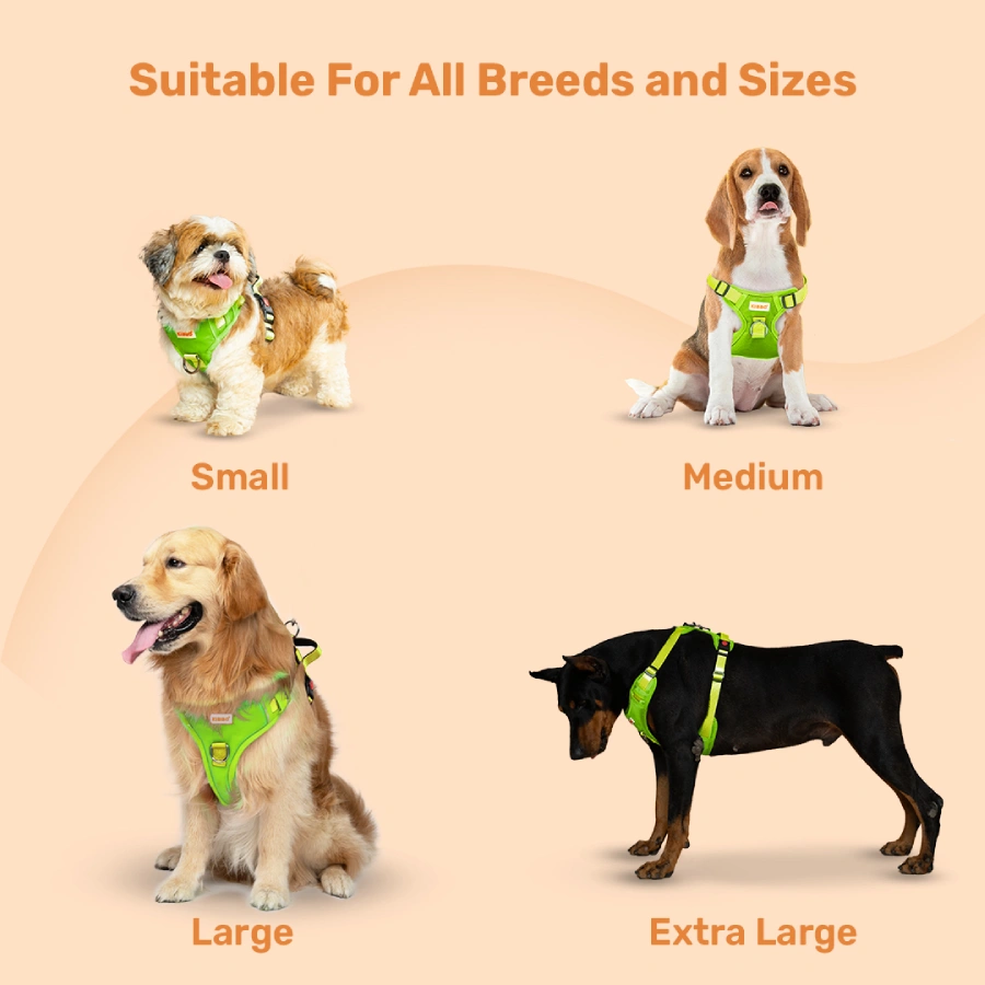 Vest Harness with Dual Lock Parrot Green_7 dog harness size guide